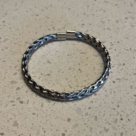 Stainless Steel Braided Design Cuff Bangle - Picture 7 of 9